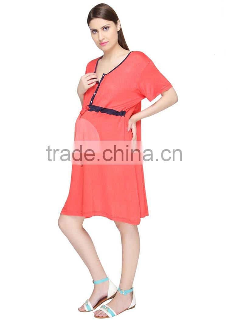 OEM red cotton maternity sleepwear dresses cheap maternity sleepwear