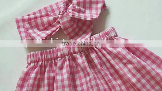 Wholesale children's boutique clothing girls palid skirt match headband cotton skirts