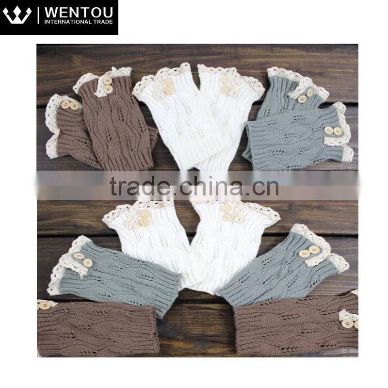 wholesale women's charcoal 2 button short style lace boot cuffs