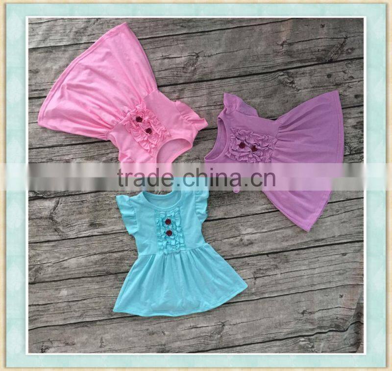 wholesale children clothing children's pure color small fly sleeve dress