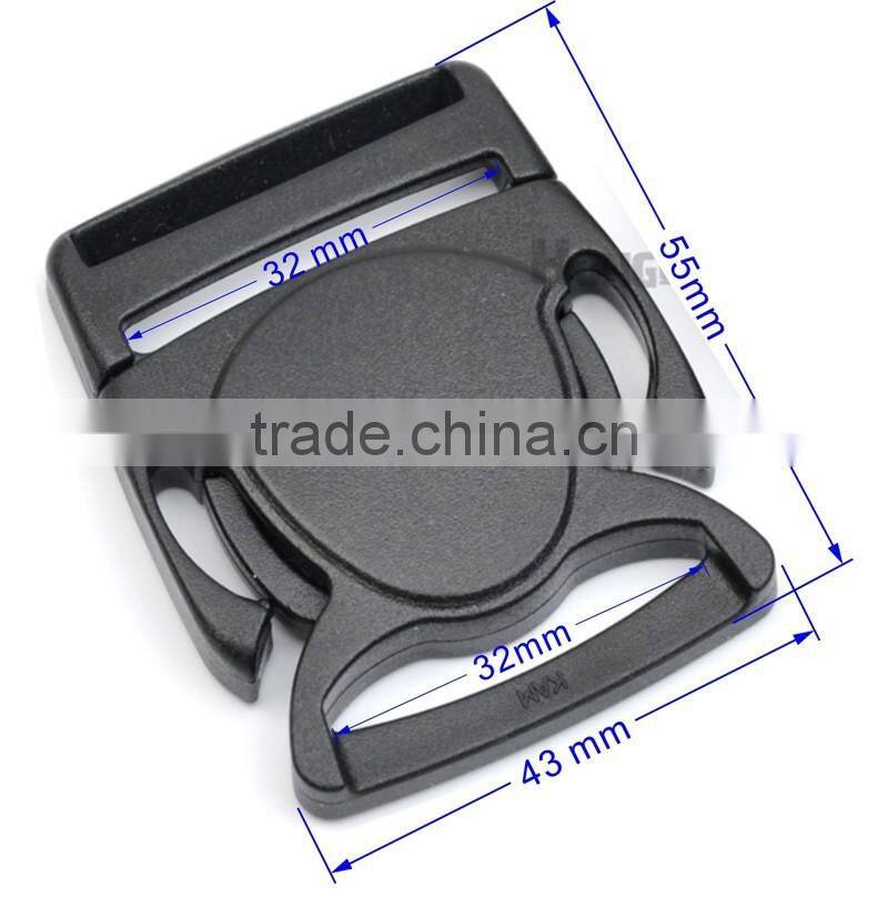 HLD/M312-32mm 1.25inch black plastic buckles adjustable splice clip buckle crab-sahpe backpack webbing strap
