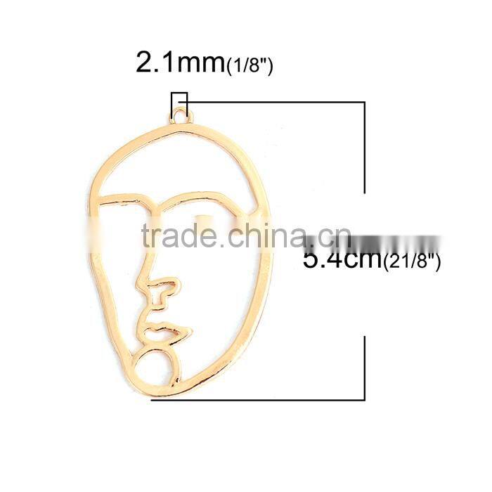 Zinc Based Alloy Pendants Face Mask Gold Plated