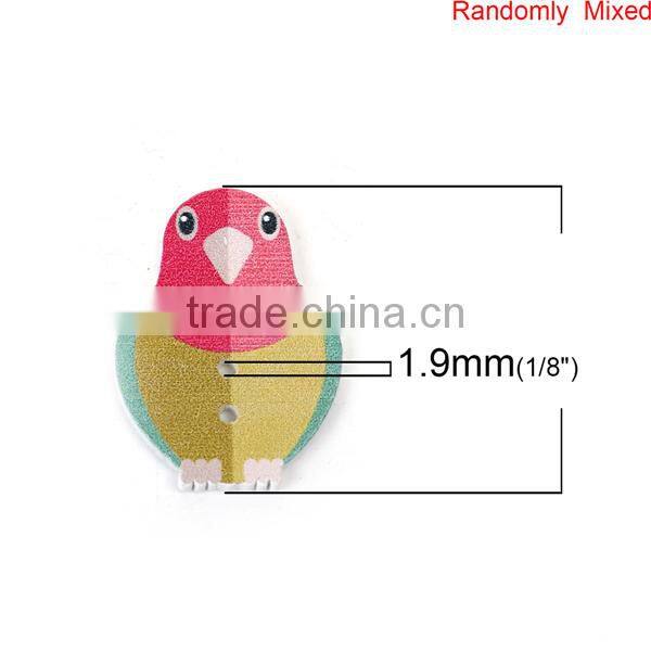 Wood Sewing Buttons Scrapbooking 2 Holes Bird Animal At Random