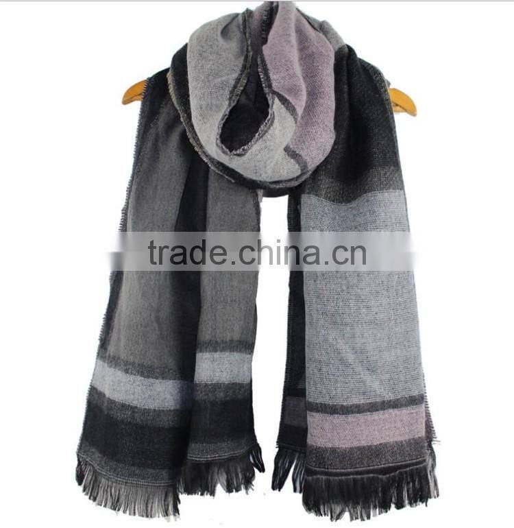 Colorful 100% Acrylic shawl stole Winter Geometric border Korean SCARF RL-206