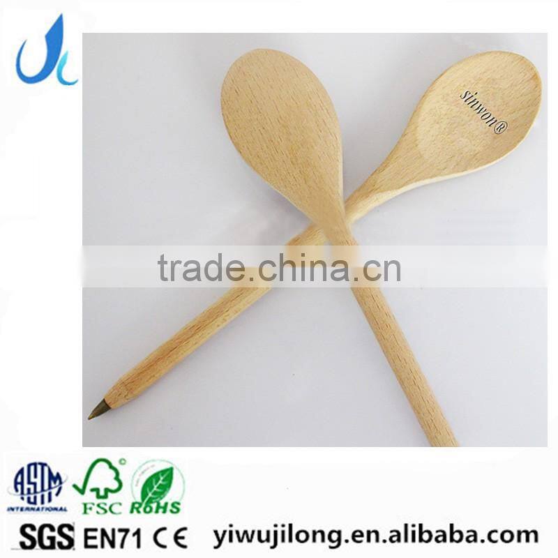 customise promotional and advertising wooden logo spoon shaped ball pen