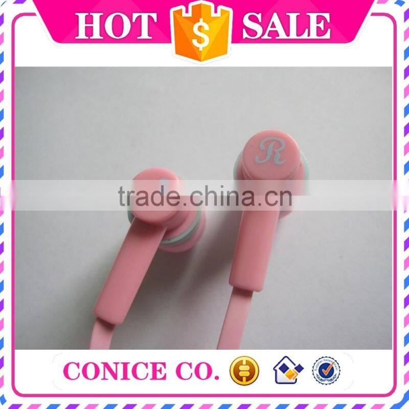 2015 hottest sale waterproof pink silicone plastic plug in ear earbuds magic stereo HIFI handsfree wired earphones with mic