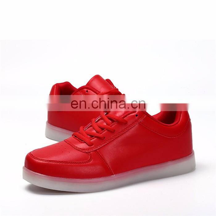 L1601 Latest design Hot sale Red PU leather mens sneakers light up LED shoes