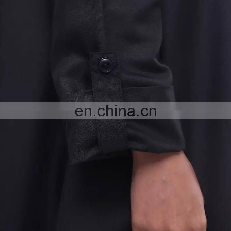 Muslim jubah new style long sleeves abaya in dubai half buttons maxi islamic dresses