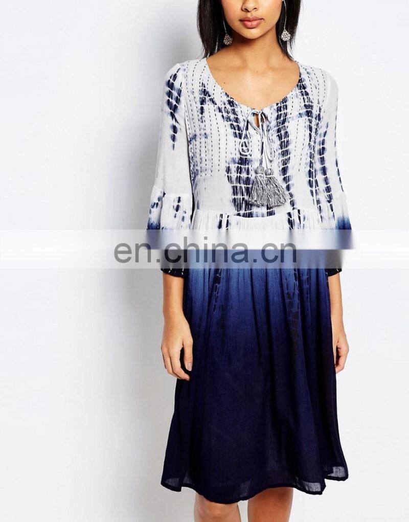 2016 OEM cotton prints women dresses latest summer women causal dress