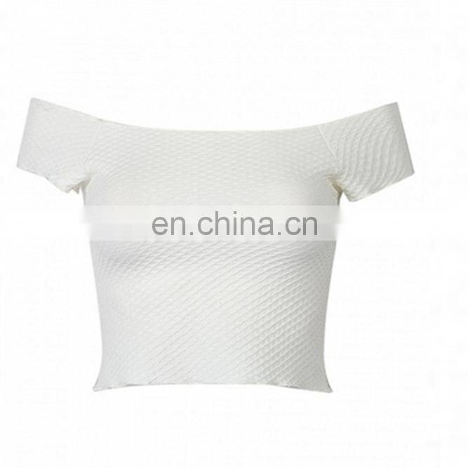 Guangzhou OEM service summer new design fashion off shoulder solid colour womens crop top
