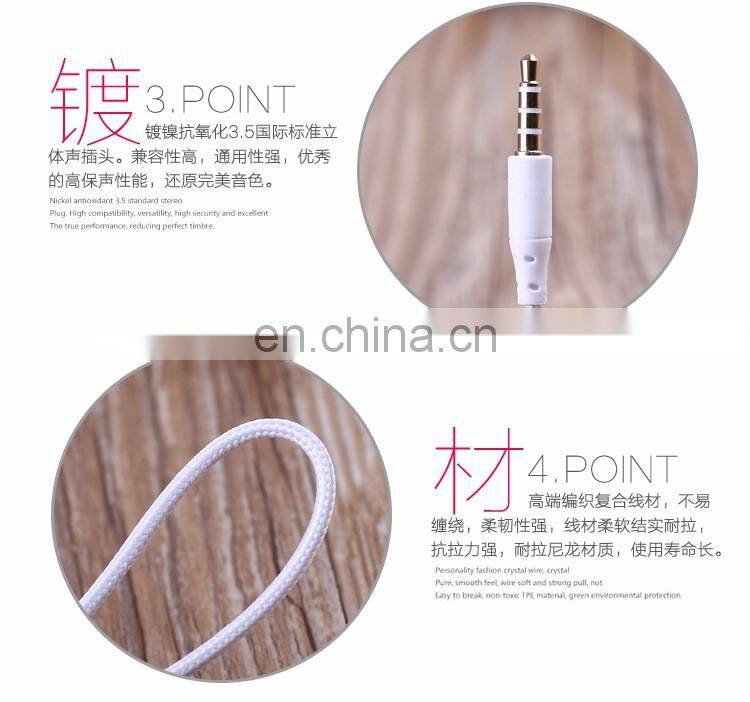 2017 gray Super bass metal braided earphone headset earpiece with mic