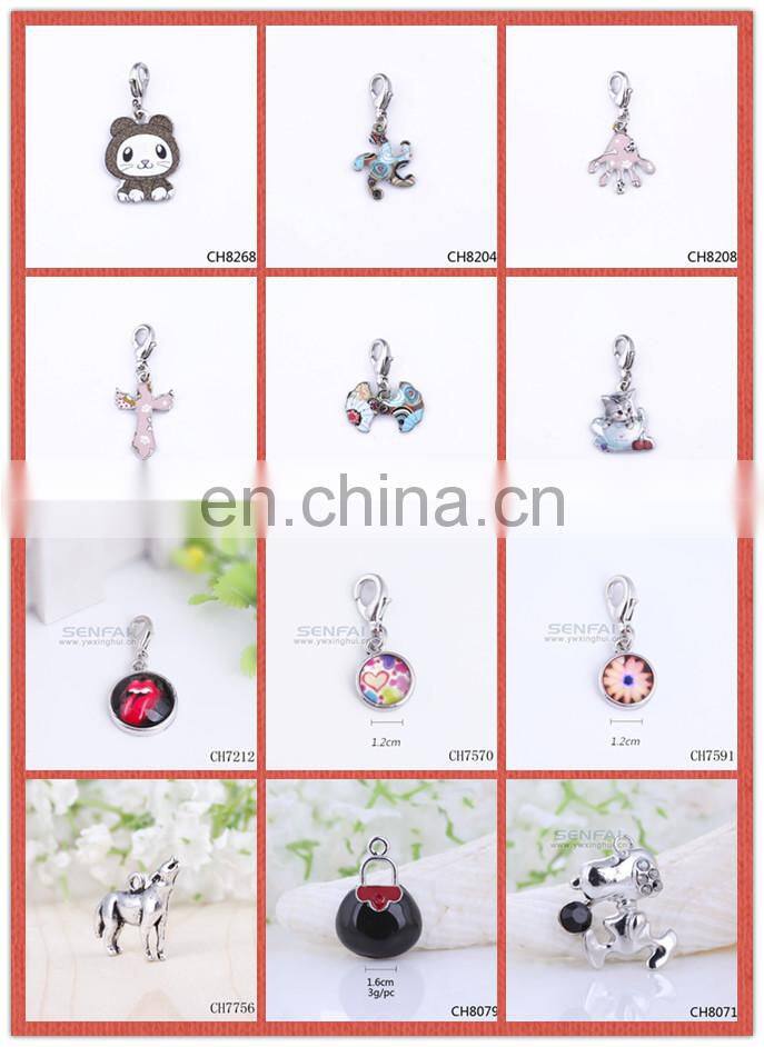 Hot sale fashion 8mm / 10 mm hole gold slide letter charm with white diamond