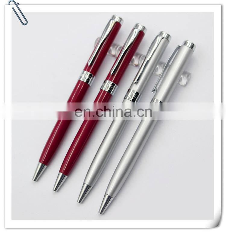 twist action colorful polished barrel metal l ballpoint ball pen with shiny chrome accents