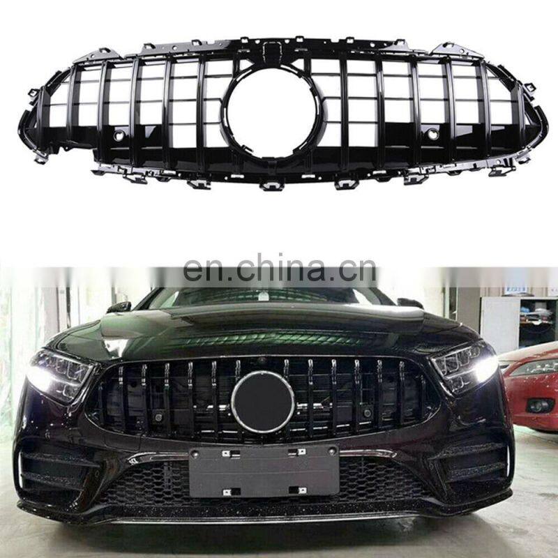 Black Front Grille Grill W/Camera 2019- For Mercedes-Benz W257 C257CLS400 CLS450 CLS53 AMG