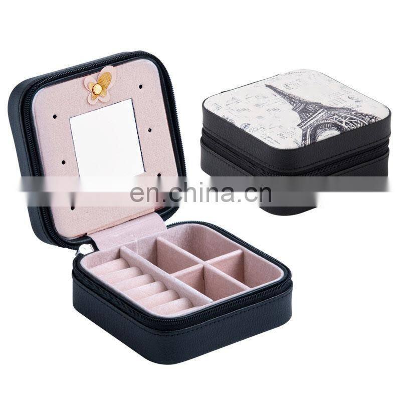Travel jewelry organizer box cosmetic makeup packaging earrings storage Casket Container gift bag for girl