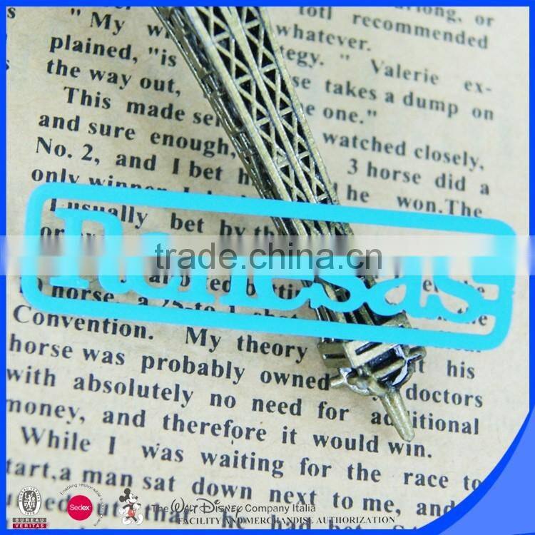 Etching letter bookmark with assorted color painted from factory