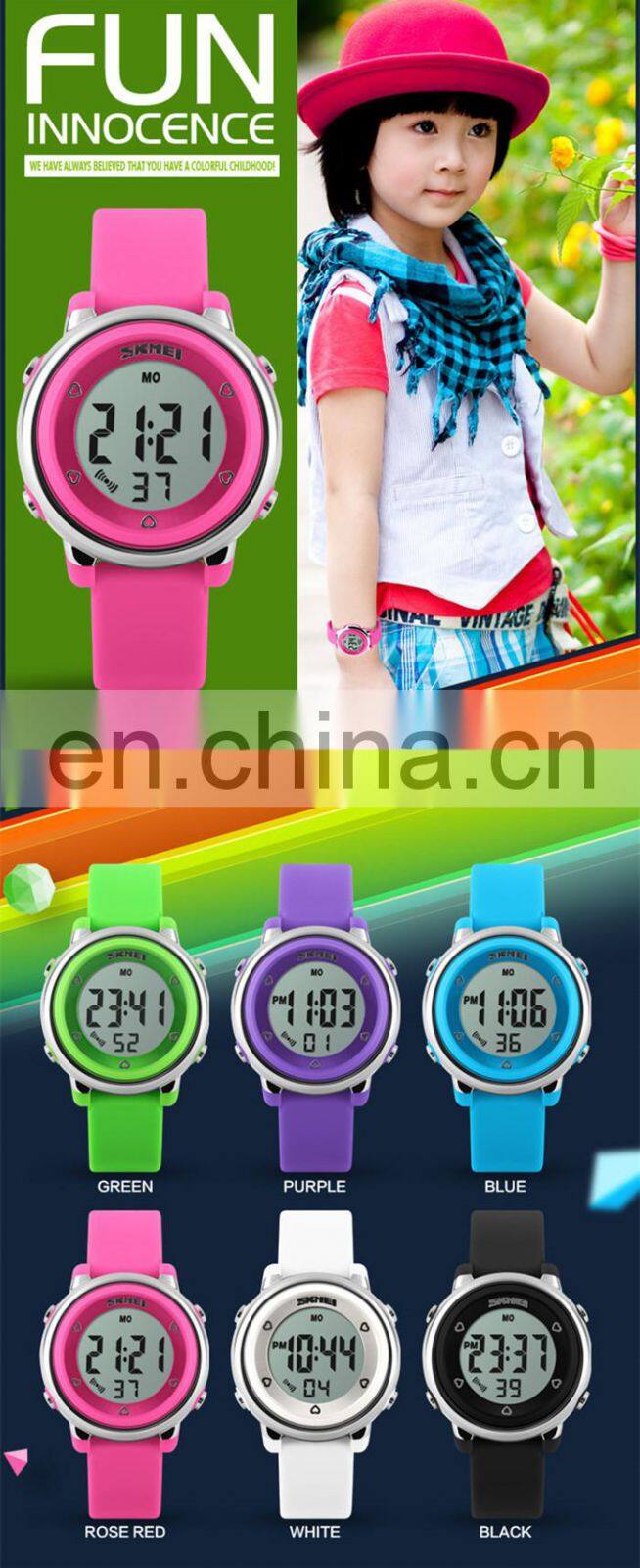 Hot selling Skmei 1100 children wrist watches 7 colorful LED light waterproof watch