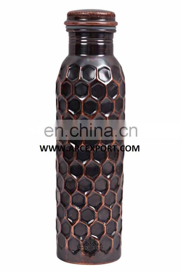 flower printed copper bottle