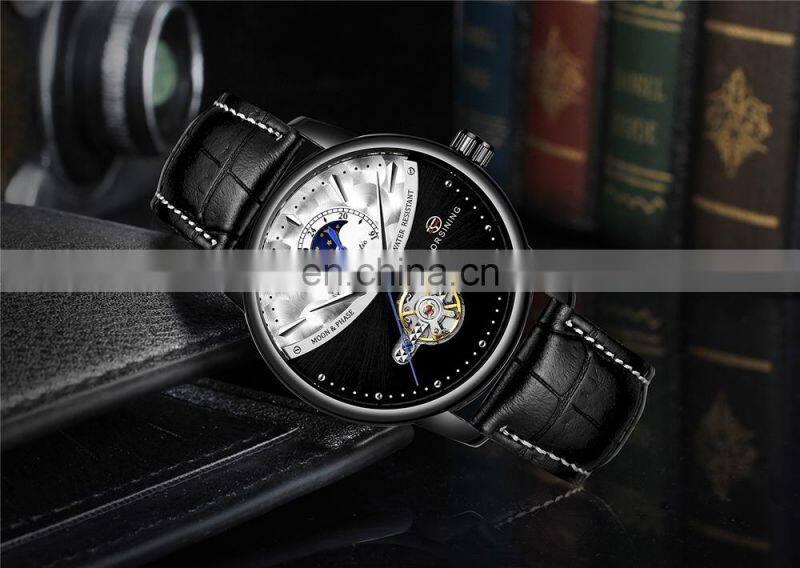 Forsining 339 Moon Phase Man Watches Chronograph Luxury Tourbillon Automatic Mechanical Watched Luxury