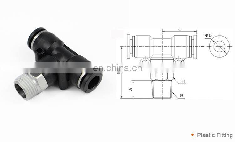 PB pneumatic g-thread one-touch air tube fitting plastic t connector 4 mm 6 mm