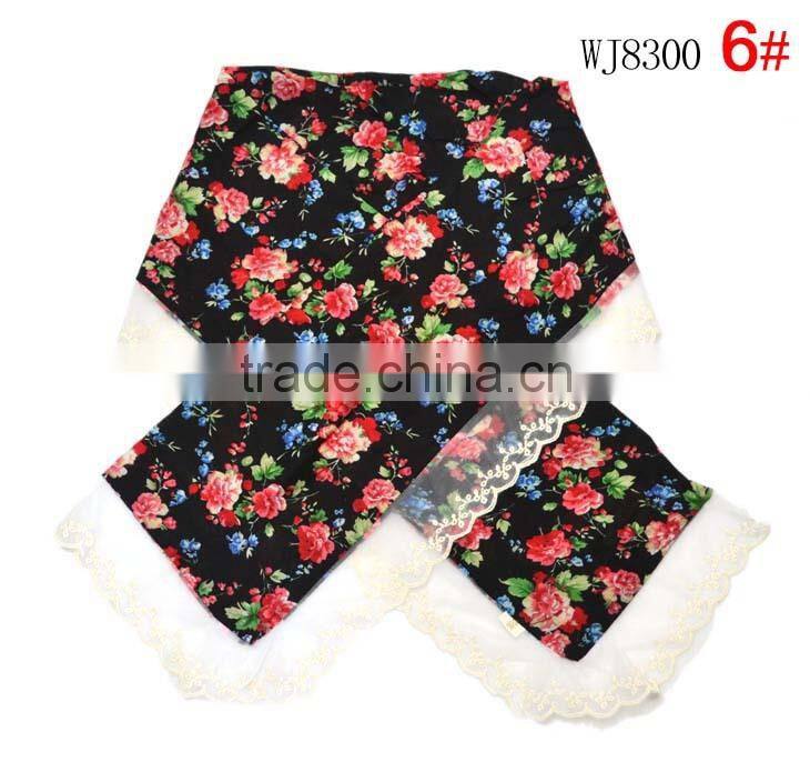Autumn Winter Newest Beautiful Flower Printed Kids Girls Lace Scarf