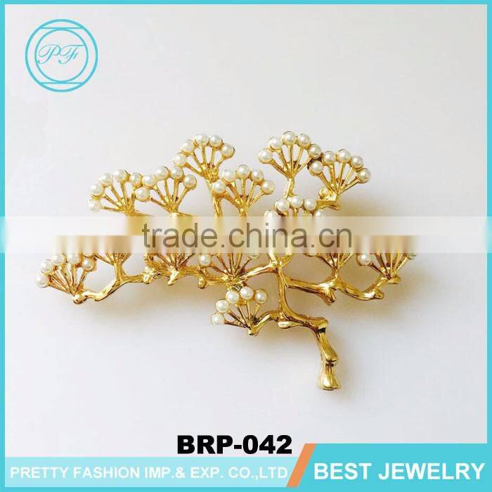 Fashion korea brooch gold tree pearl brooch for women clothing accessories