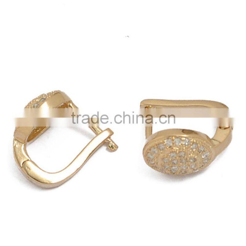 Earring, Fashion Gold Jewelry Square Crystal Zircon Setting Brass Earring, Earring Jewelry Wholesale P9382