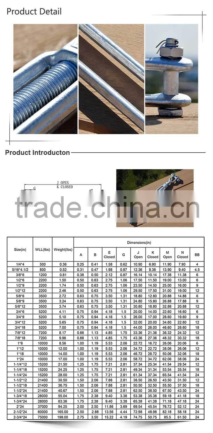 Carbon Steel Drop Forged US Type Turnbuckle with Jaw and Jaw