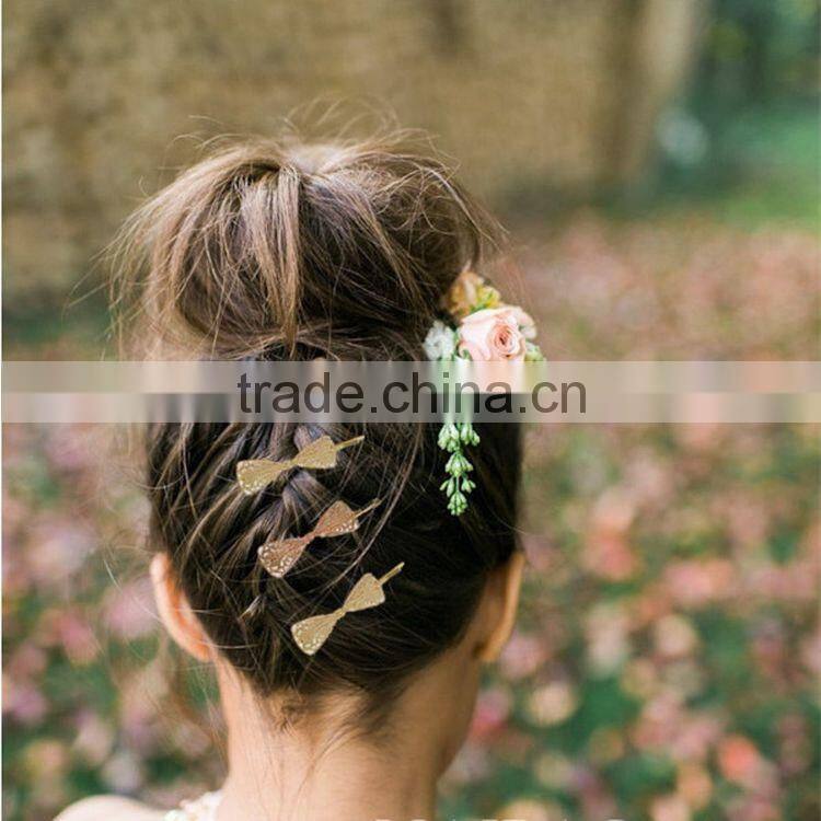 Korea Design Sweet Style Golden Bowtie Hairpin For Women and Girl