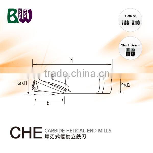 Brazed Carbide Helical End Milling Cutter Milling Cutter For Side and Face Milling