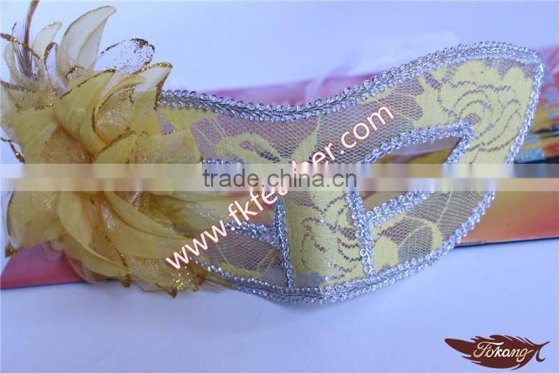 Party Supplies Birthday Yellow Plastic Halloween Mask With Artificial Flower