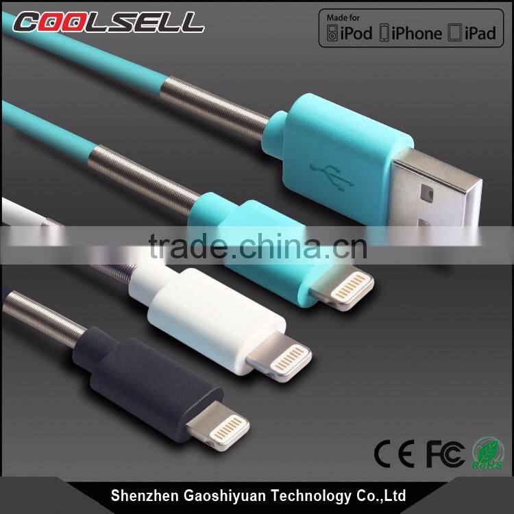 Spring MFi C48 USB cable for iPhone6/6S, 8pin connector mfi cable for apple with spring