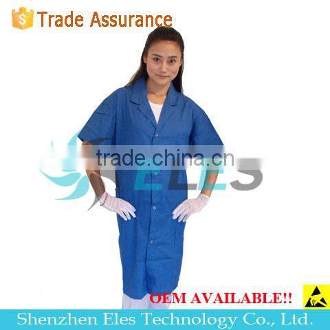 Customize Cotton Material ESD Antistatic Smock with Conductive Carbon