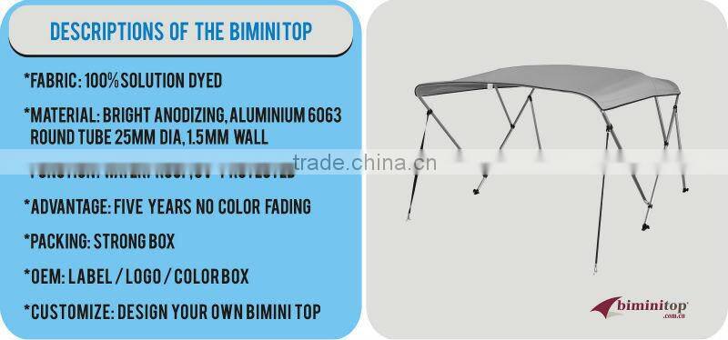 UV Waterproof 600D Canvas Bimini 3 Bow Top Boat Cover Sunproof Foldable