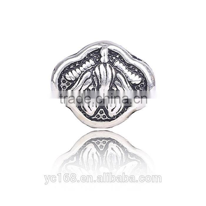 Yiwu Direct Happy Longlife Lock Shaped Thai Silver Charms Beads For Jewelry Making Supplies