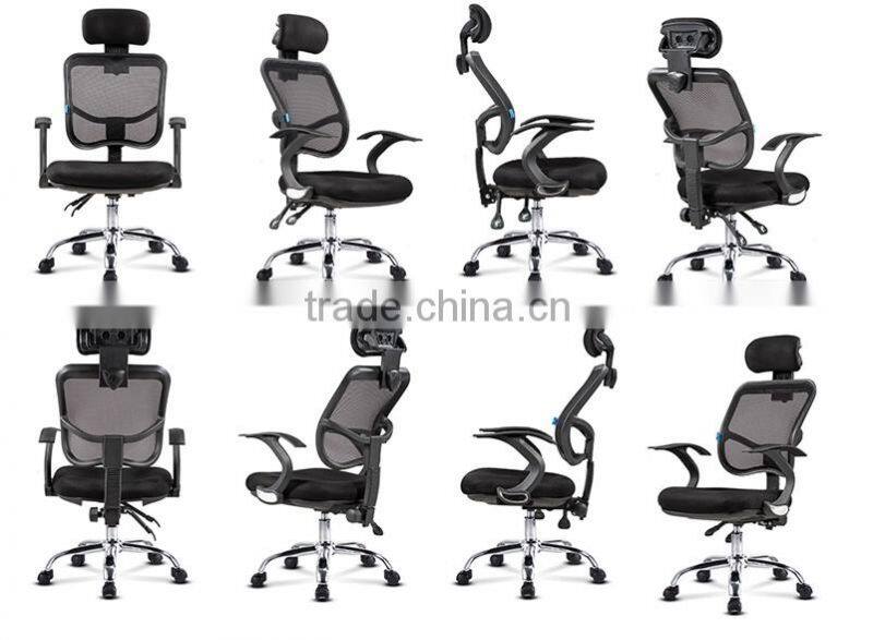 Hot sale Black Ergonomic Mesh office chair with adjustable headrest J18