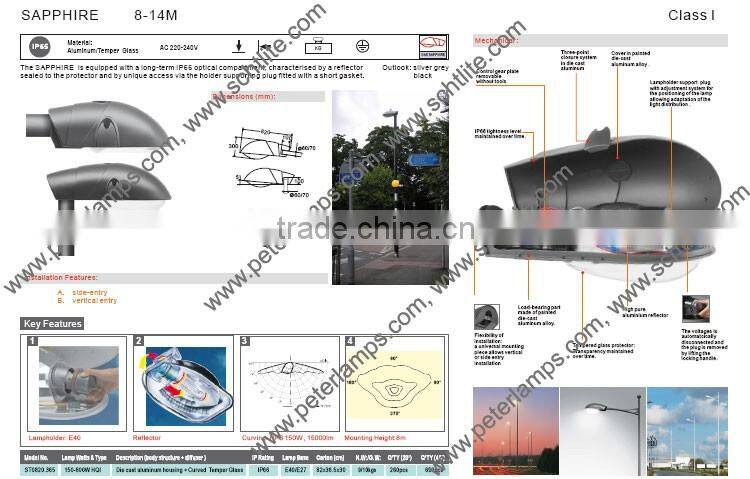 SAPPHIRE sodium 250W aluminum die cast ballast HPS street light housing