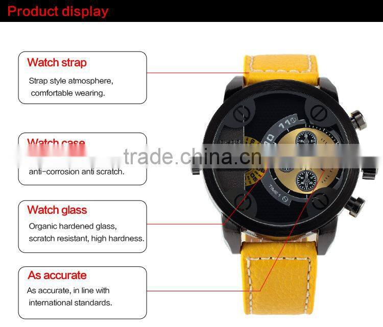 Oulm brand HP3130 japan movement quartz watch, dual time watch, unisex watch cheap