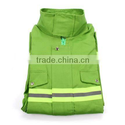 High quality 100% flame retardant fabric 97type Green Orange oil field fire fighting uniform