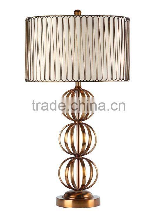 Fangio Lighting Three Metal Ball 32'' H Table Lamp with Wire Shade,Brass