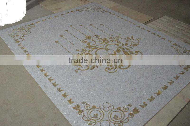 Gold lip mother of pear shell(MOP) mosaic panel for wall and decoration