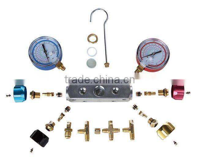 1/4 SAE dry gauge 4-valve piston valve manifold with sight glass 68mm and 80mm gauge optional PR1005