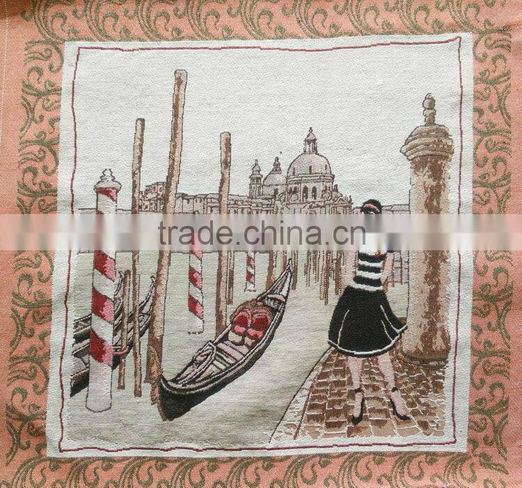 jacquard cushion polycotton cushion for home &hotel decoration &promotion&gift white rose design-37