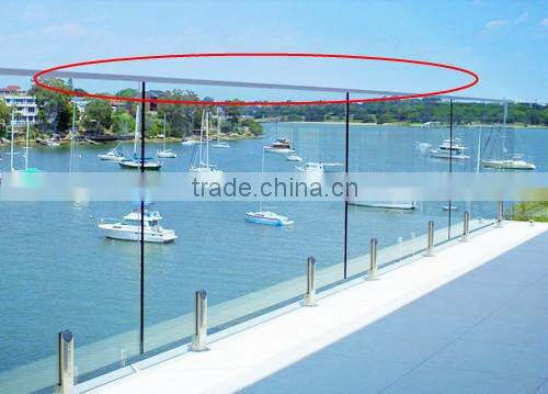 slotted mini top rail for 12mm laminated glass deck railing designs