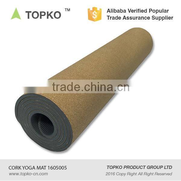 TOPKO no smell natural cork yoga mat Cork surface TPE yoga mat