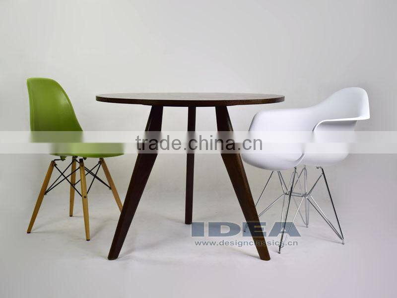 Replica Jean Prouve Gueridon Dining Table - Solid Ash Stained in Walnut color