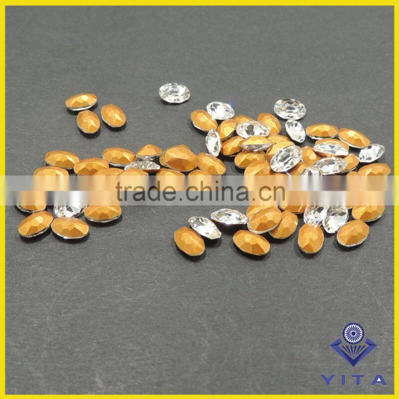 4*6mm oval shape glass fancy crystal rhinestones pointed back for necklace