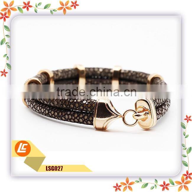 green genuine sting ray bracelet for women