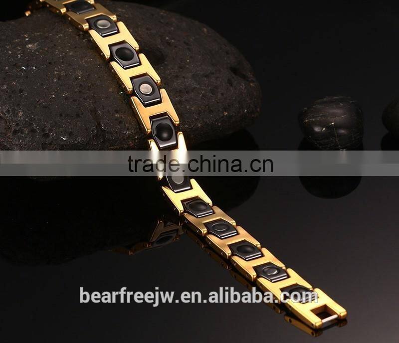 Men's Ceramic Stainless Steel Magnetic Therapy Power Bracelet Magnets Germanium Health Wristband