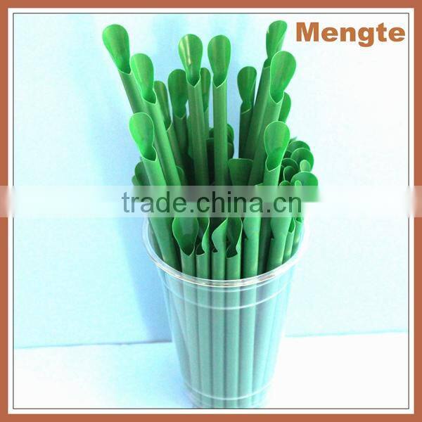 Mengte spoon straw/spoon drinking straw,plastic straw spoon
